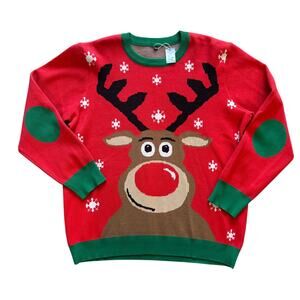 Holiday Reindeer Sweater Women's Sz 2XL XXL Red Green‎ Christmas Ugly Party